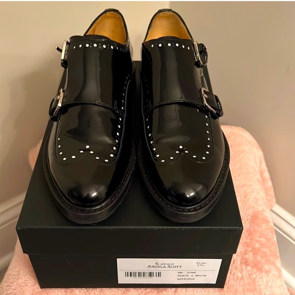 The Office of Angela Scott Black Patent Mr York Loafer